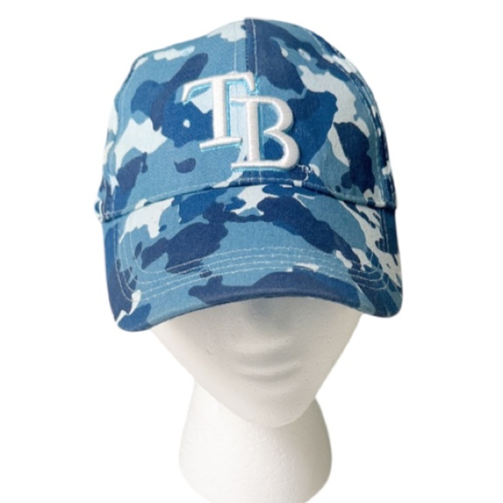 Tampa Bay Rays blue camo print embroidered logo baseball hat one size